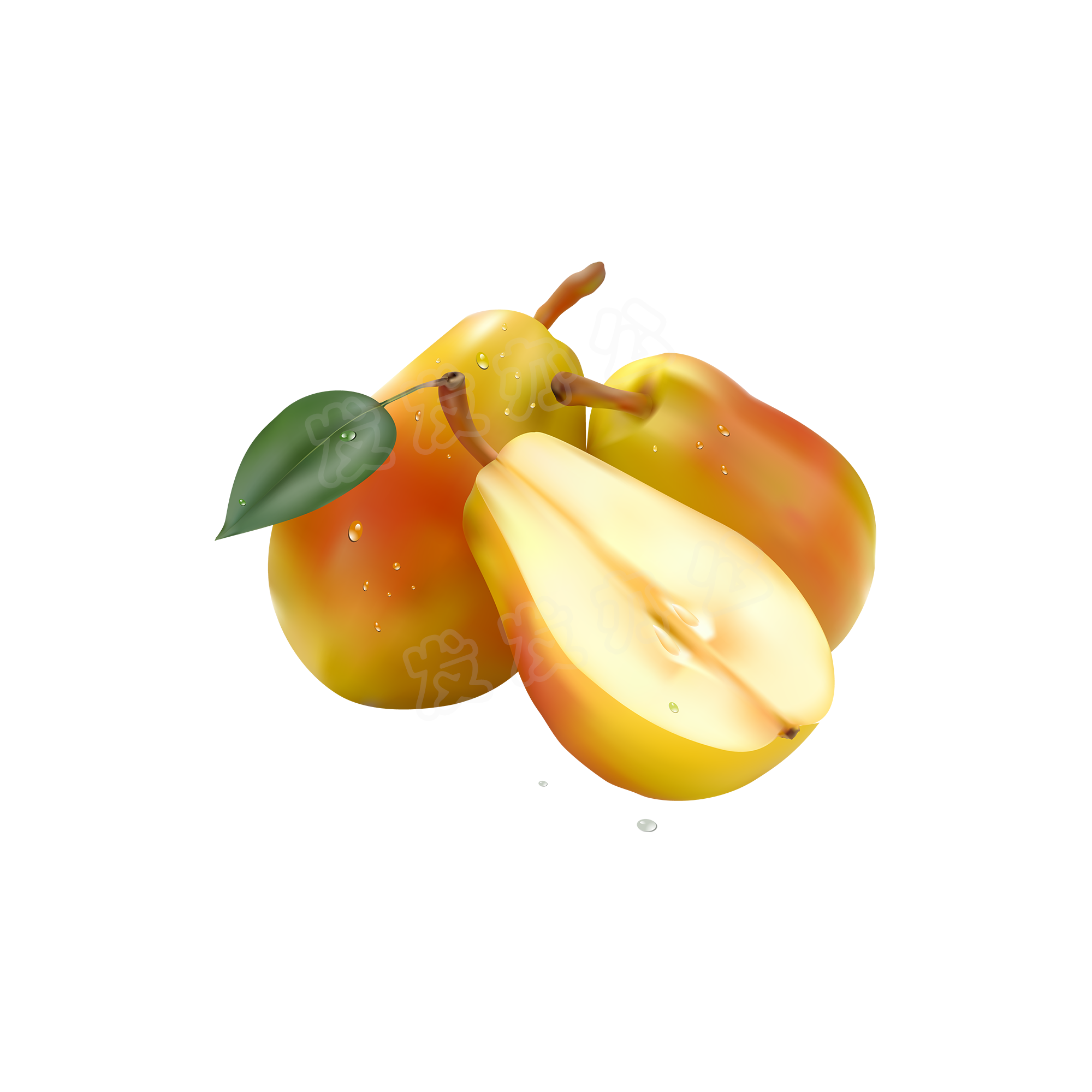 卡通手绘3d水果梨免抠元素