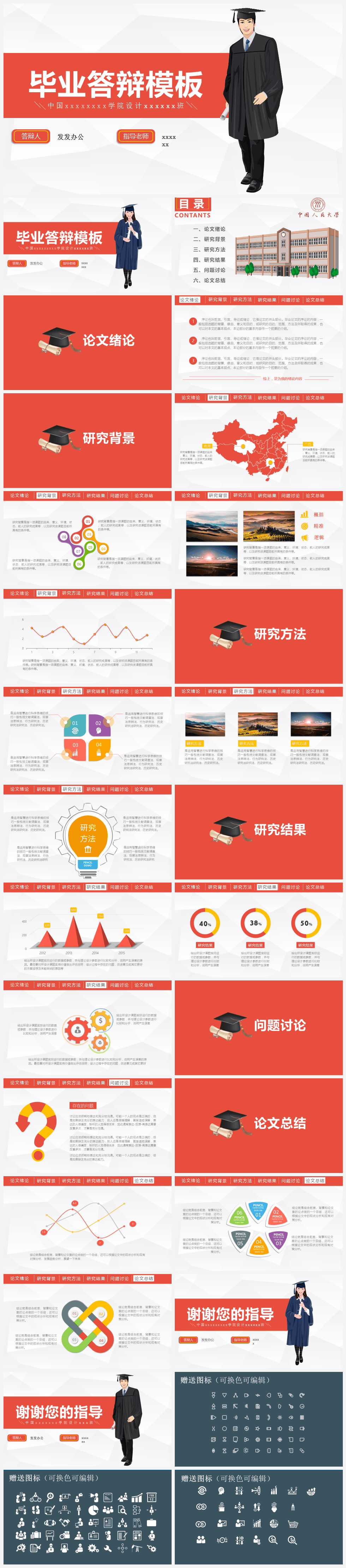 红色简约风学术论坛答辩毕业答辩PPT模板