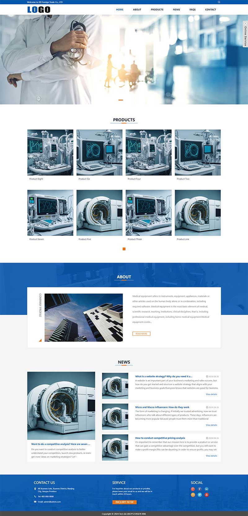PbootCMS 医疗设备外贸模板 自适应手机端响应式外贸医疗网站源码下载